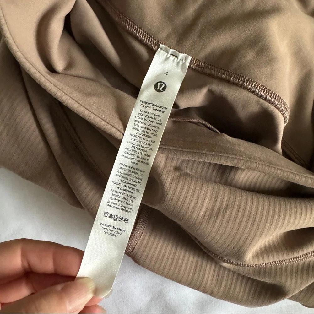 🆕🤎 Lululemon Wunder Train High Rise Ribbed Tight 28” - Taupetastic - Picture 7 of 9